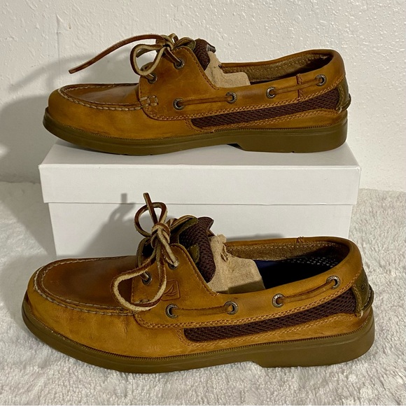 Sperry Topsider Two-Toned Leather Boat Shoes Men’s Size 8.5M Brown & Tan - Picture 2 of 9